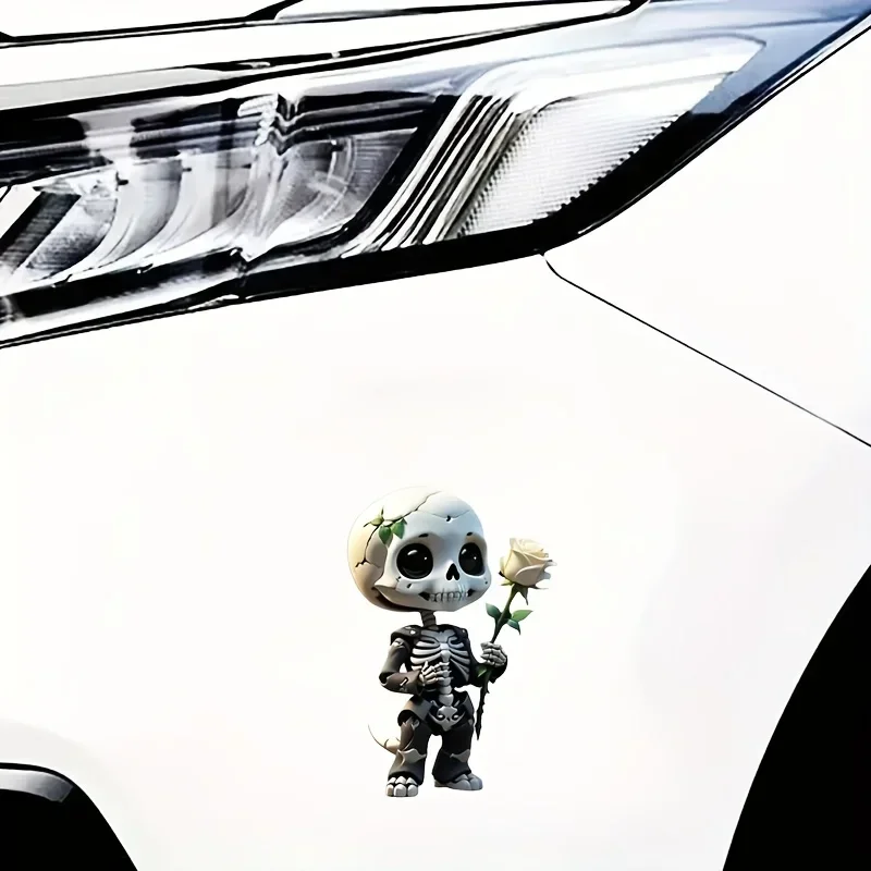 1 шт. наклейка со скелетом и розой — забавная романтическая атмосфера для скейтбордов, чехлов для ноутбуков и телефонов — съемный модный декор