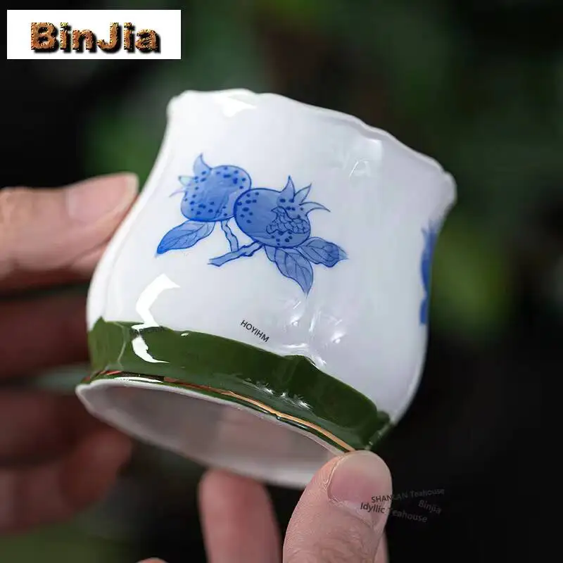 Hand Drawn Embroidered Flower Teacup Ancient Tea Bowl Set Of Cups Tea-tasting Smelling Cup Chazhan Master Cups Chinese Tea Set