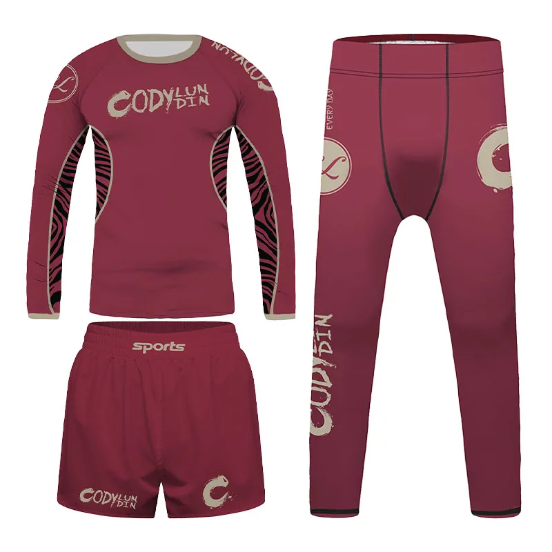 4-12Y Kids BJJ Rashguard Set CODYLUNDIN Boys MMA Wrestling Compression Short Long Sleeve Shorts Pants Grappling Training Sports
