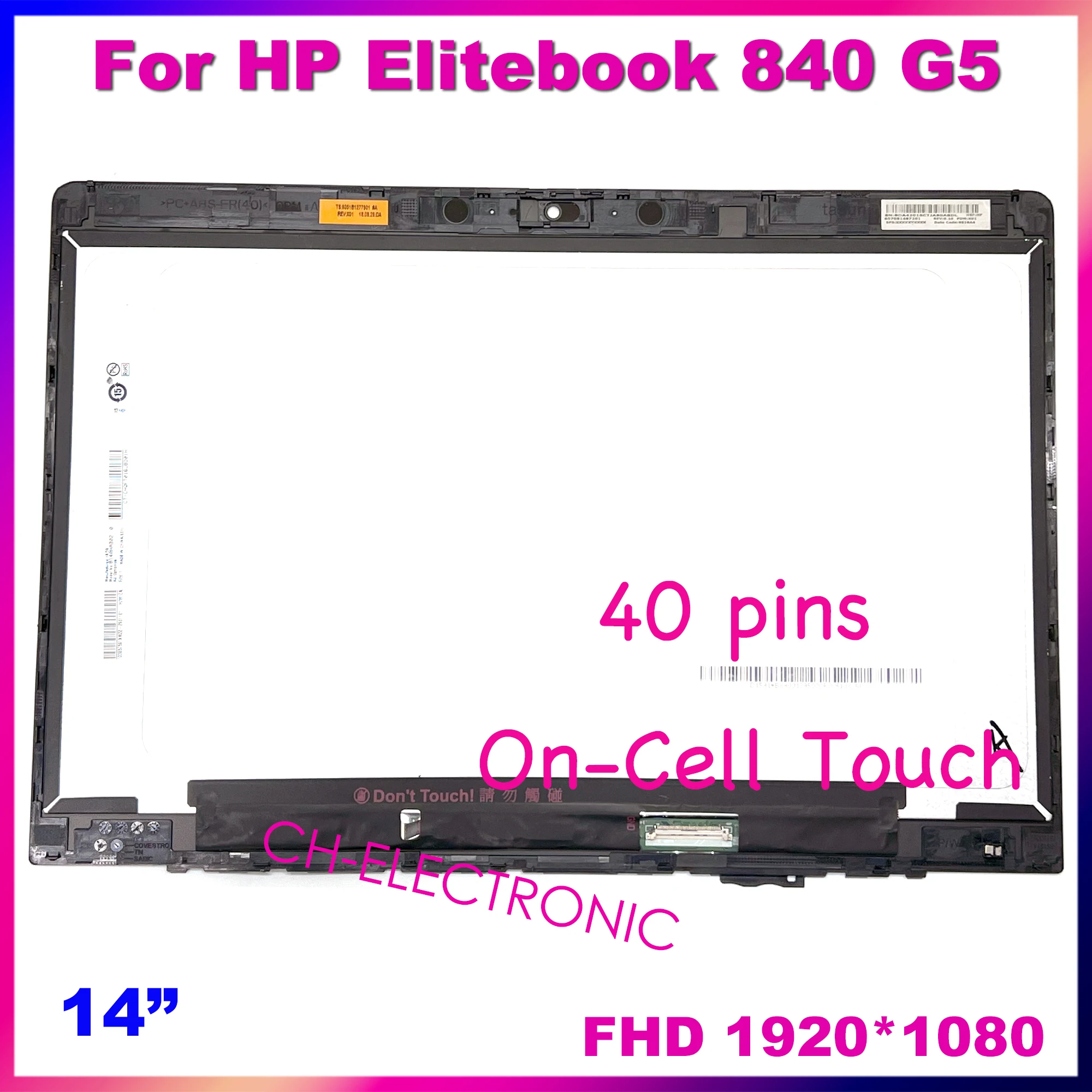 

For Hp Elitebook 840 G5 M140NVF7 R0 1.7 14.0'' FHD Laptop LCD Touch Screen Replacement Assembly 120Hz 1920*1080 With Frame