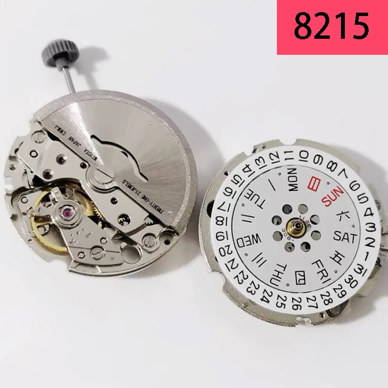 Miyota 8215 Watch Movement Automatic Mechanical Dual Calendar 3 O'clock Repair Tool Parts High Accuracy White Watch Accessories