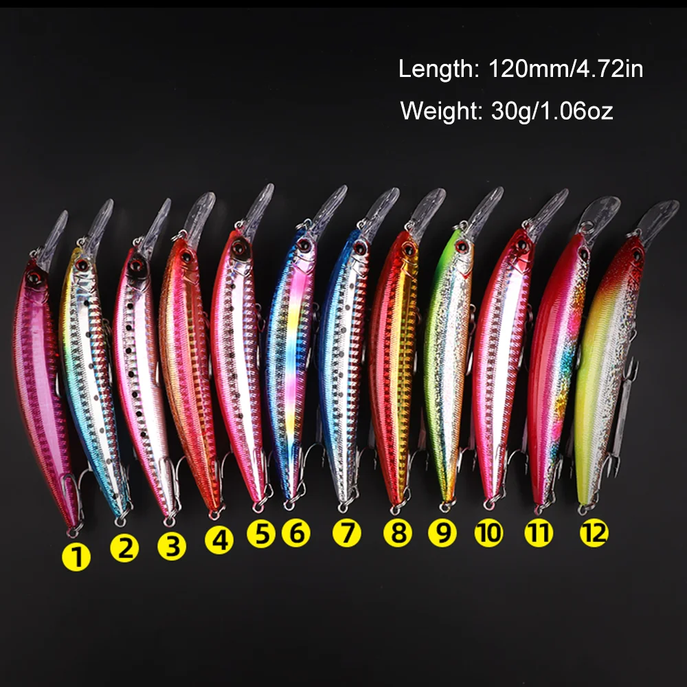 Heavy Minnow Sinking Lure 120mm 30g Hard Fish Decoys Deep Diver Artifical Bait M220