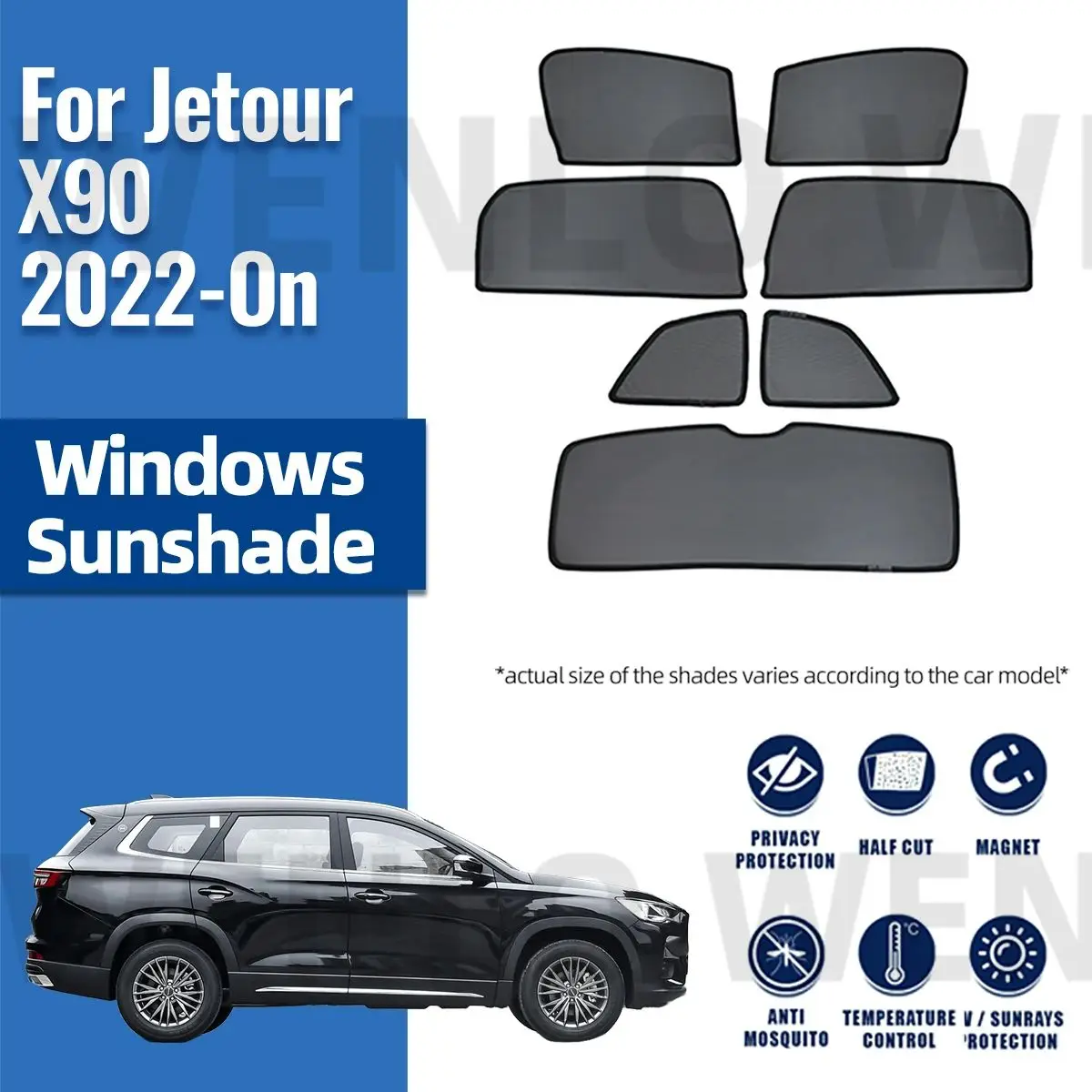 

For Jetour X90 2022 2023 2024 Car Sunshade Shield Magnetic Front Windshield Blind Curtain Rear Side Baby Window Sun Shades Visor