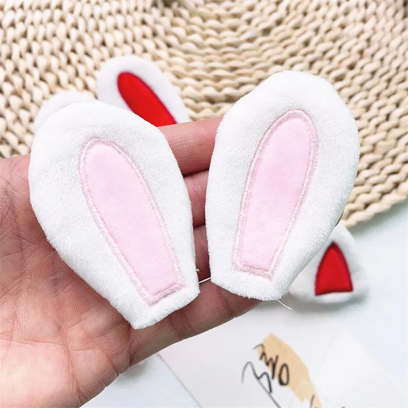 10PCS/Lot Cartoon Plush Furry Rabbit Ear Cat Ear Applique Crafts For DIY Hats Hairband Hair Clips Accessories Patches