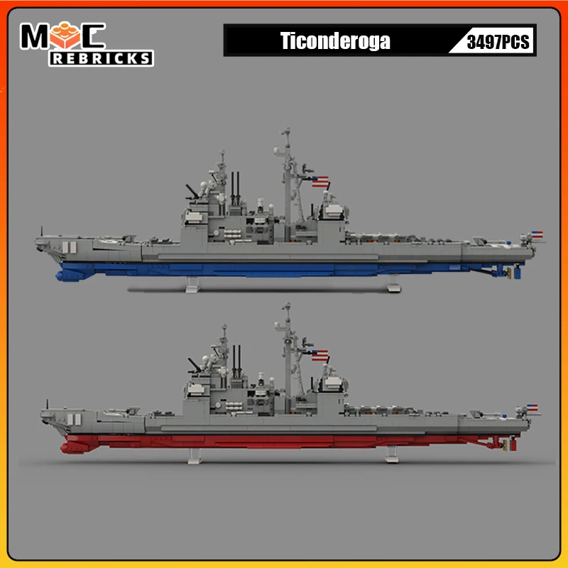 

MOC USS Cod SS-224 Ticonderoga-CG-73/72 USS Port Royal Missile Cruiser Строительные блоки Модель DIY Старшие кирпичи Игрушка Рождественские подарки