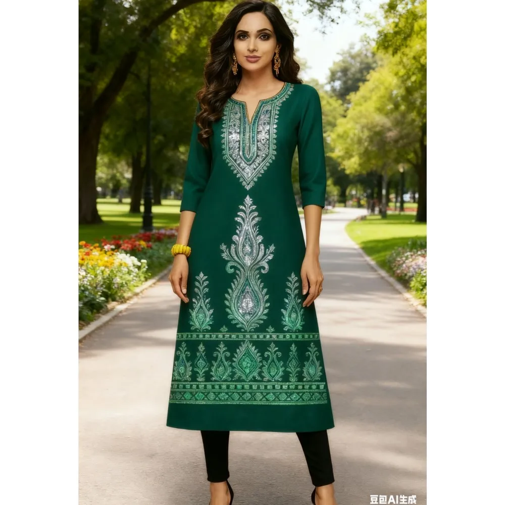 무슬림 쿠르트 캐주얼 패션 드레스 긴 소매 스트레이트 튜브 캐주얼 민족 꽃무늬 아바야 여성 무슬림 드레스 공작새 소매 아바야