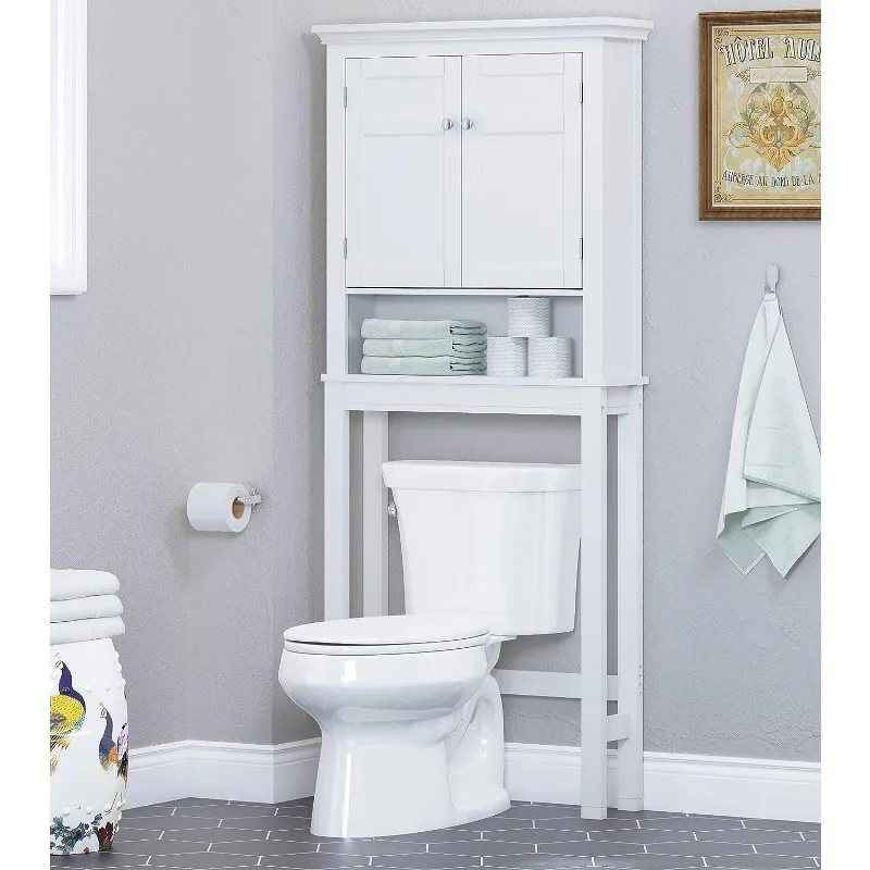 

Over The Toilet Storage Cabinet, Bathroom Shelf Over The Toilet, Over Toilet Bathroom Organizer (White)