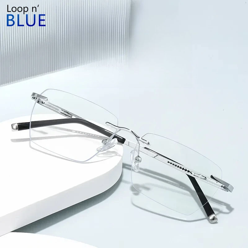 

Оправа для очков LOOPNBLUE из ультралегкого чистого титана CE без оправы, с защитой от синего света, оптическая оправа, возможность индивидуальной настройки по рецепту