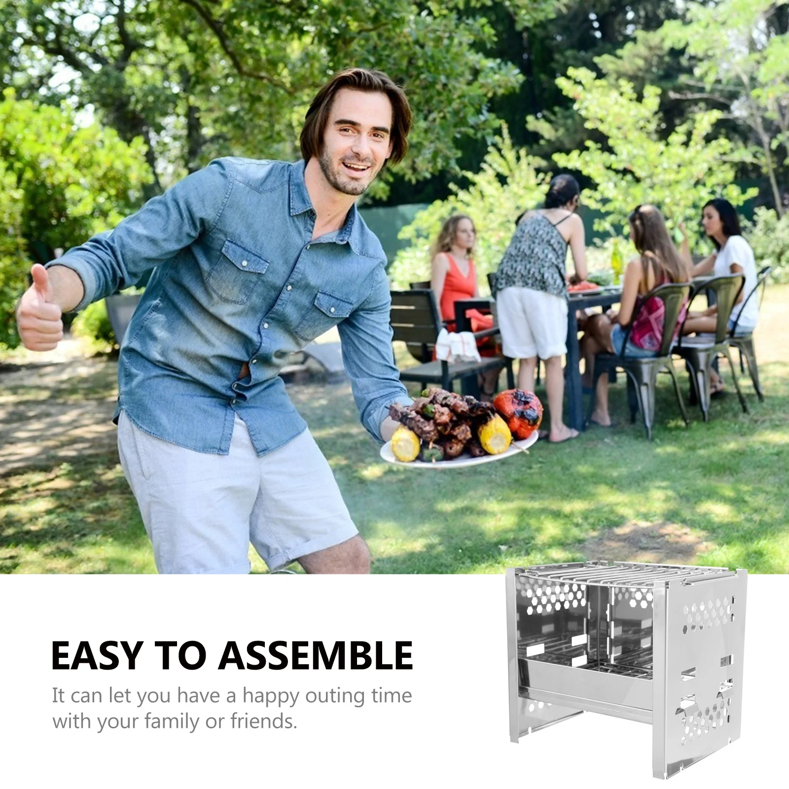 

1 Set Stainless Steel Barbecue Grill Portable Outdoor Bbq Rack For Camping Picnic Garden Party Heavy Duty Bbq Tool Accessory