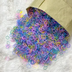 500/1000Pcs Colourful Disposable Rubber Band Hair Ties for Children Girls Headband Ponytail Holder Bands Kids Hair Accessories