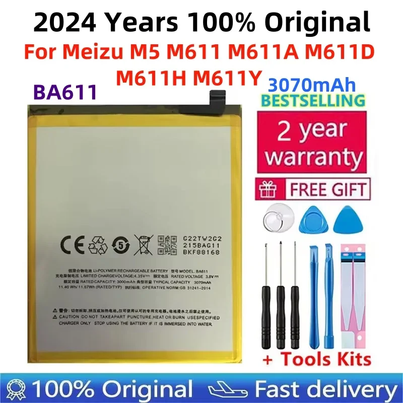 

100% Original New BA611 3070mAh Replacement Battery For Meizu M5 M611 M611A M611D M611H M611Y Mobile Phone Batteries Bateria