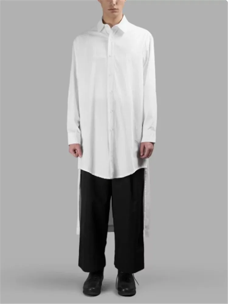 

2026 Spring and Autumn Edition Ultra-Long Style Front Short and Back Long Shirt Performance Costume Shirt Men's Long Sleeve