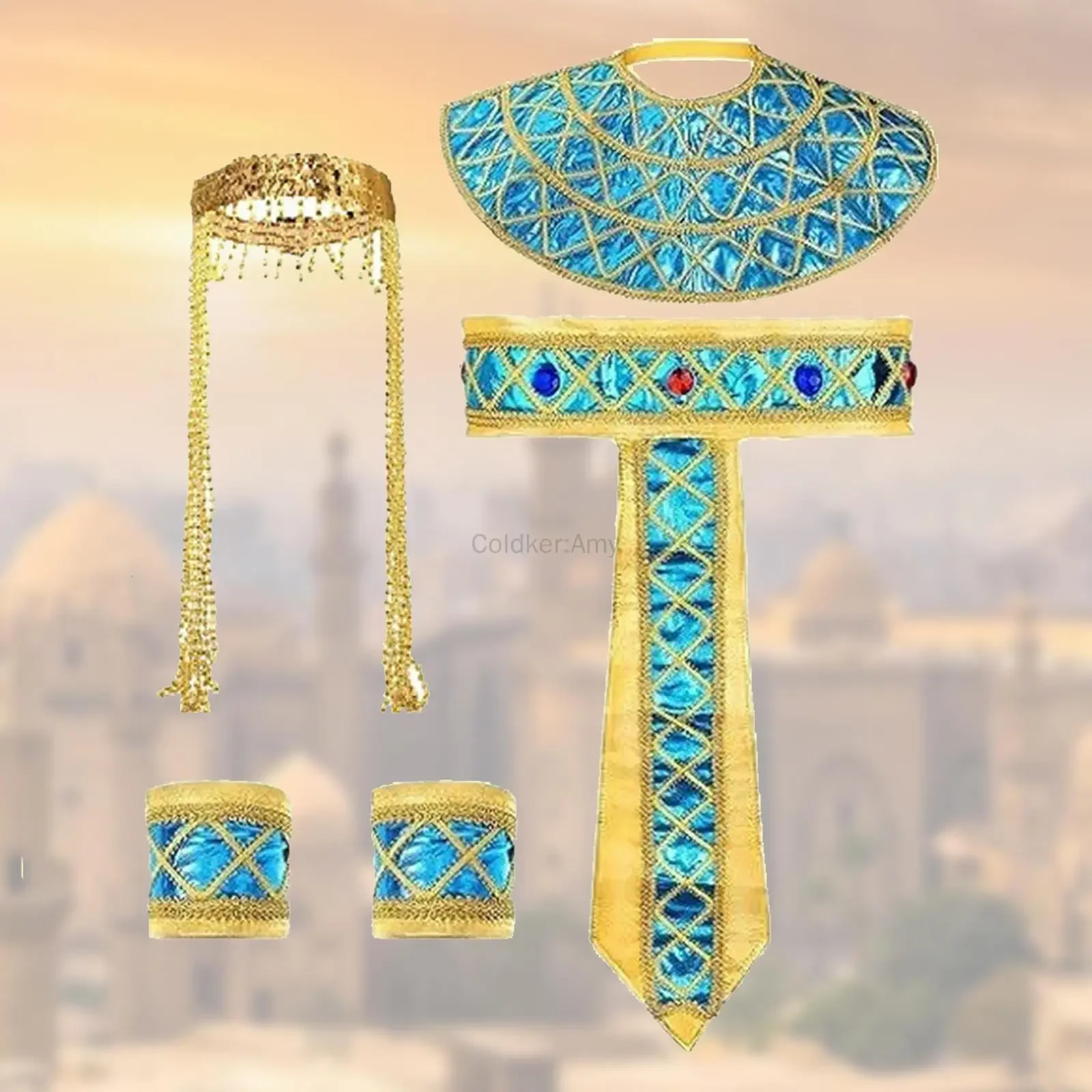 

Egyptian Costume for Women Accessories Cleopatra Costume for Carnival Halloween Necklace, Bracelets, and Headpiece