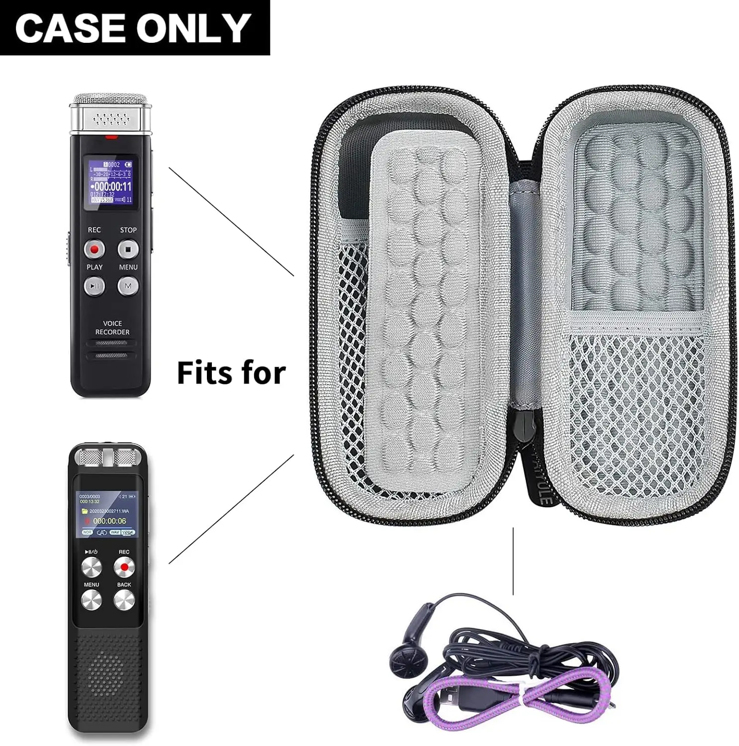 Case for G 48GB Digital Voice Recorder, Fits for EVISTR for EVIDA for Aomago for Dgtenk for Aiworth for Sony ICD-PX370/ 470/560