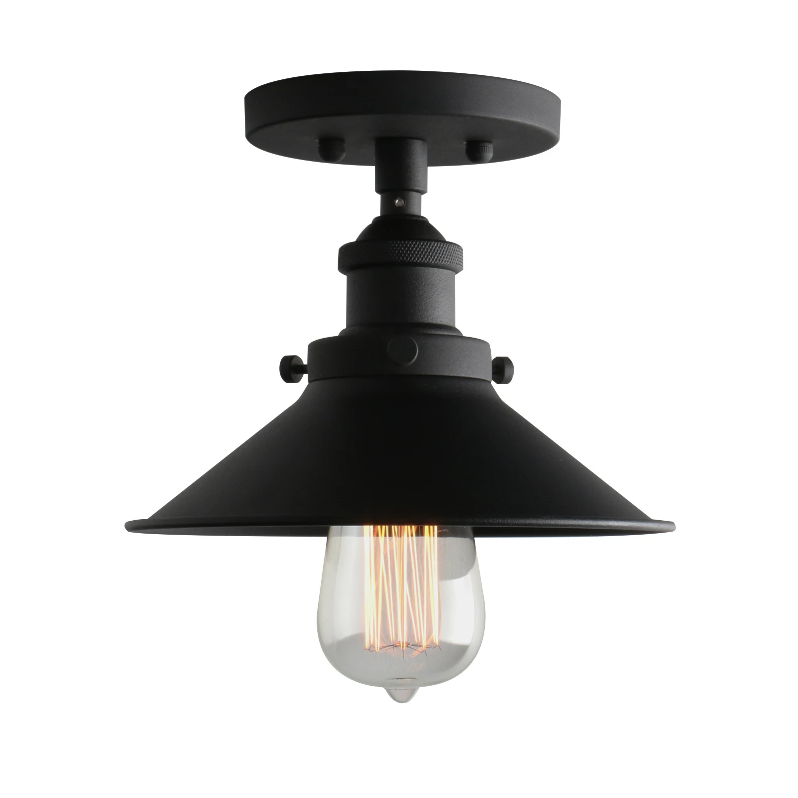 Phansthy Vintage Industrial Flush Mount Light 1-Light Mini Ceiling Light with 8.1 Inches Light Shade