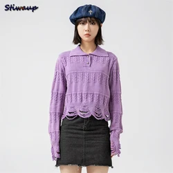 Women's 100 Cotton Knitted Sweater Cardigan Y2k Fashion Luxury for Women Sweaters 2023 New in Knitwears Autumn Crop Knit Sweater