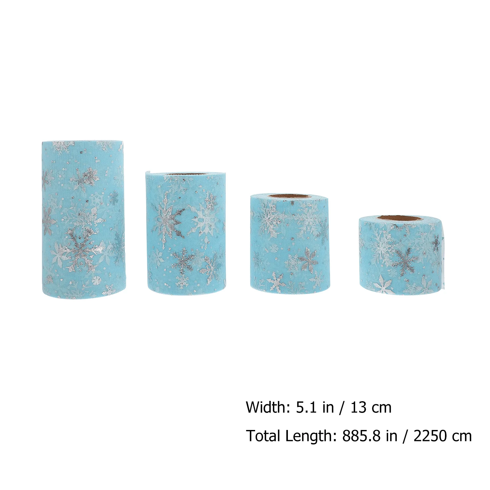 

4 Pcs Christmas Holiday Ribbons for Crafts Snowflake Tulle Polyester DIY Handmade