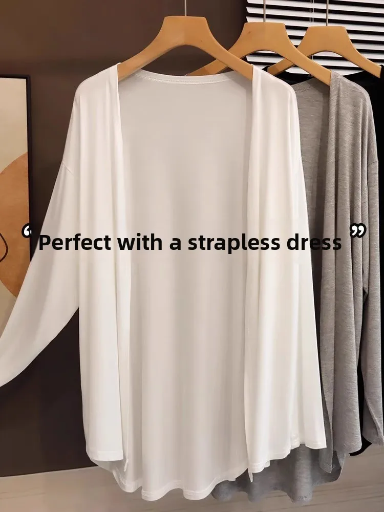 

Sun Protection Long Sve Cardigan Women's Summer Outerwear Lightweight Loose Fit Casual Sle Modal Fiber Ladies Coat