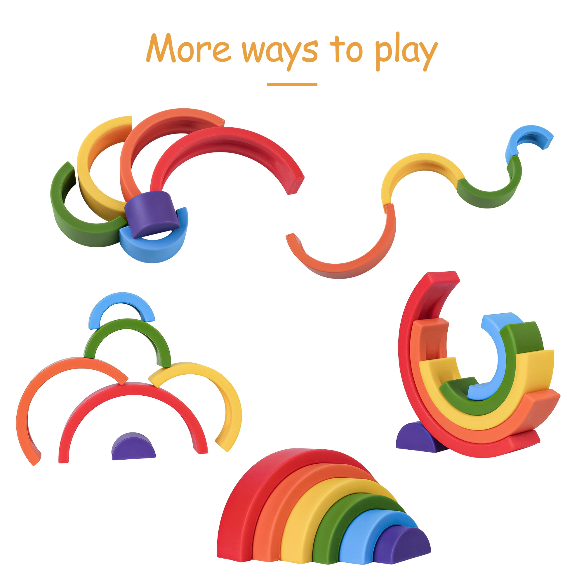 TYRY.HU Silicone Teether Baby Rainbow Shape Building Block Toy Kid Gift Food Grade Silicone Children's Goods Kid Teething Toys