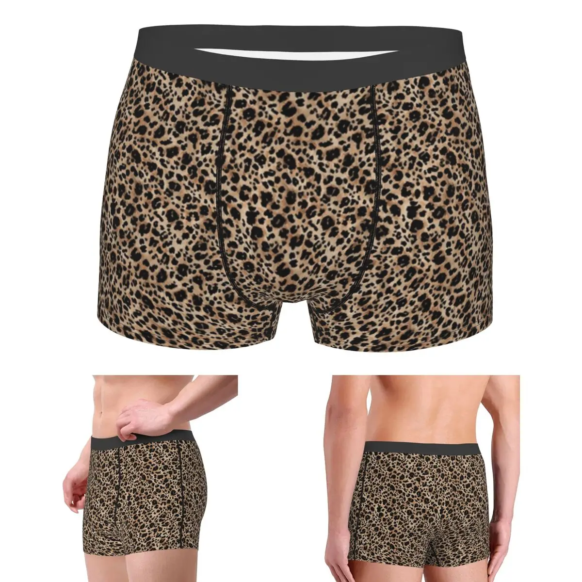 

Boxer Underpants Shorts Brown Leopard Pattern Panties Male Comfortable Underwear for Homme Man Boyfriend Gifts