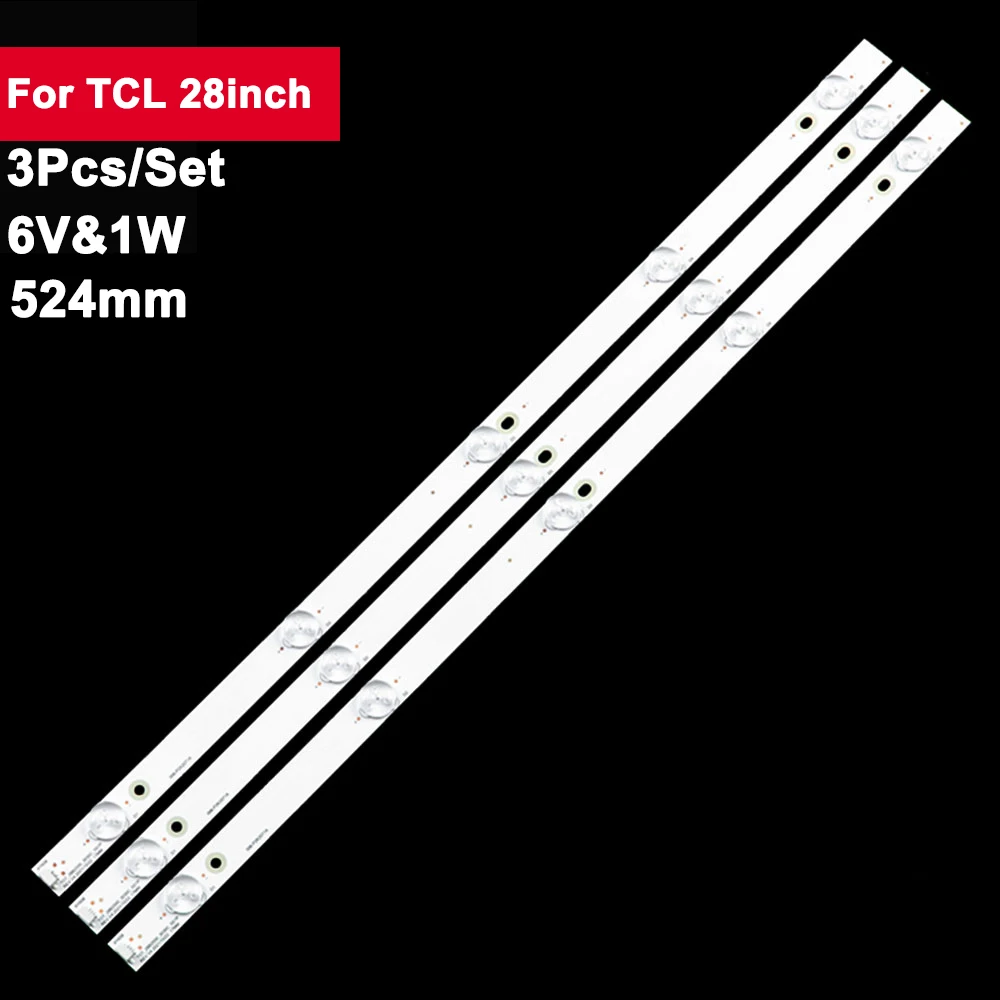 3 pz/set 524mm 28 pollici retroilluminazione a LED parti di riparazione TV TCL 28 ''5 Led piastra in alluminio 6V 1W T0T-28B2550-3030C-5S1P H28V9900 H28VPP00