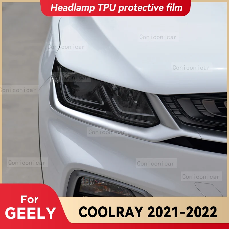 

Для GEELY COOLRAY 2021 2022, автомобильная фара, черная защитная пленка из ТПУ, передняя фара, изменение цвета, наклейка, аксессуары