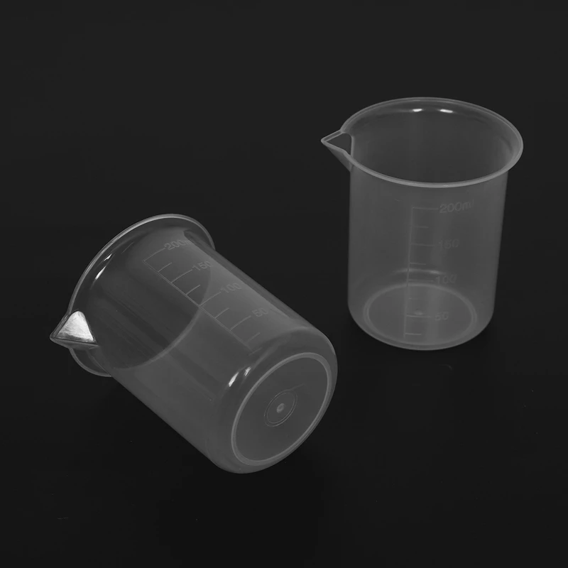 Kitchen Lab Graduated Beaker Clear Plastic Measuring Cup Thicken With Cap Measuring Jug 200ML 8Pcs