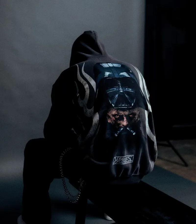 سترة بغطاء للرأس بتصميم شخصيات كرتونية هاراجوكو من Goth Harajuku سترة فضفاضة كبيرة الحجم غير رسمية ذات علامة تجارية على طراز الهيب هوب