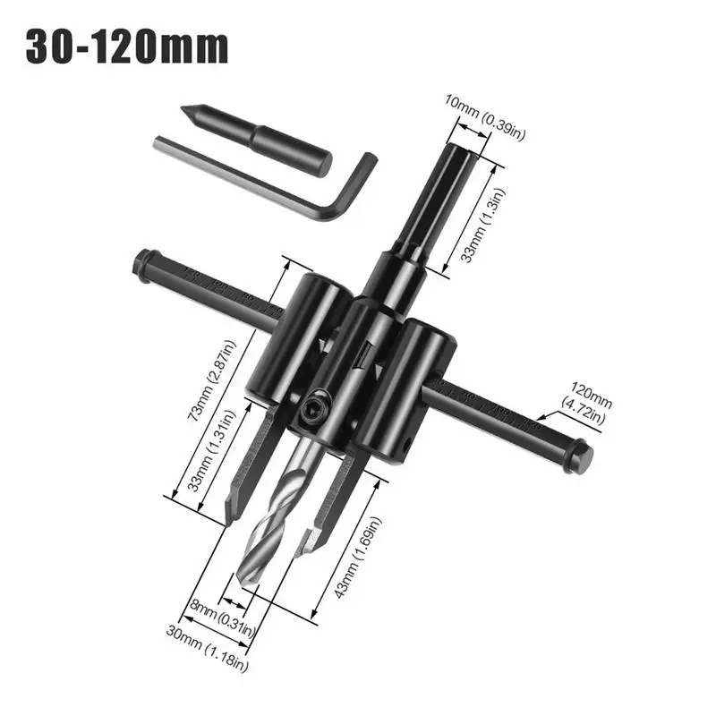 Imagem -06 - Cortador de Furo Ajustável para Madeira Broca Drywall Serra de Corte Redonda tipo Aeronave Ferramenta Faça Você Mesmo 40120 mm