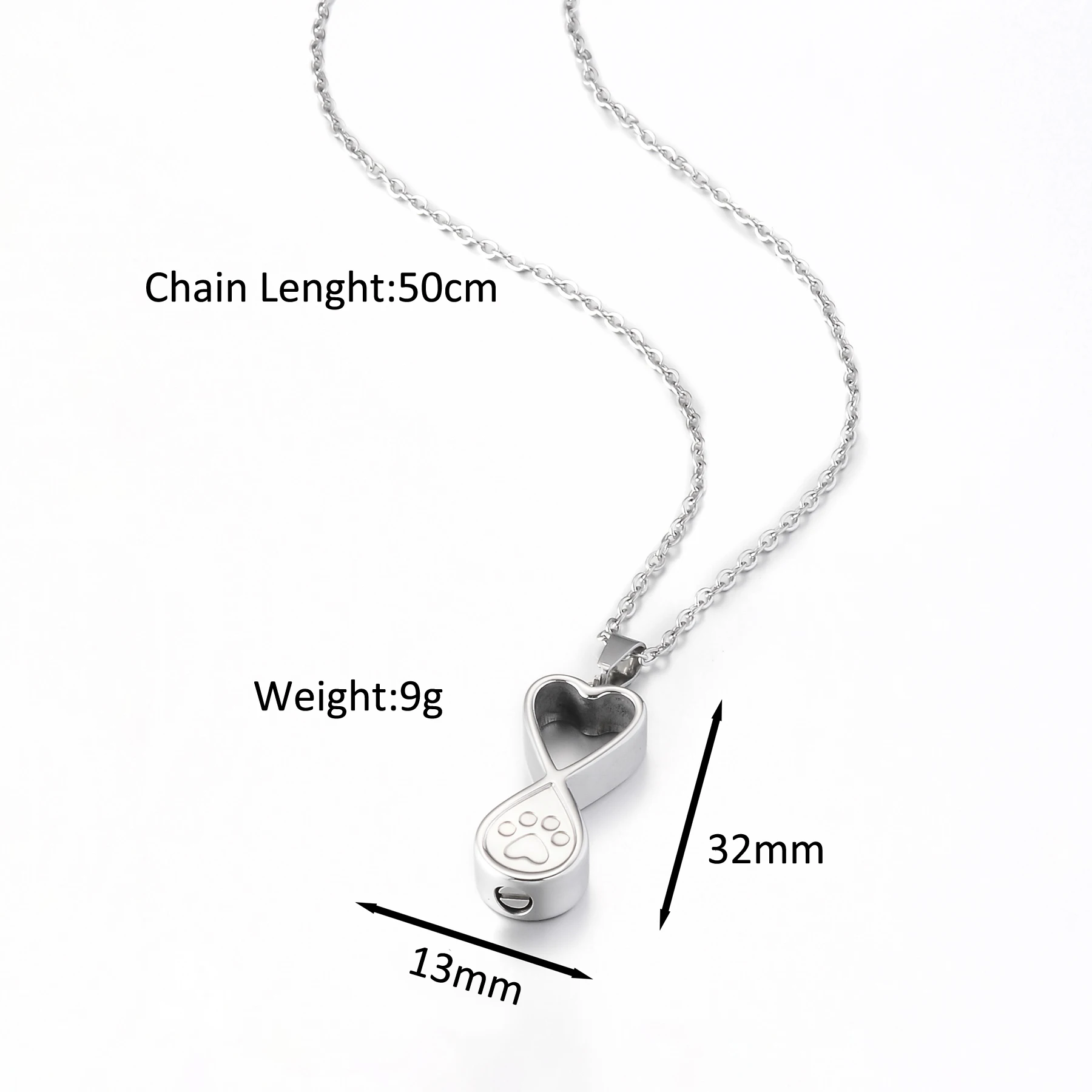 Stainless Steel Memorial Urn Pendant for Ashes Infinity Love Pet Cremation 8-shaped Urn Necklace Keepsake Memorial Jewelry