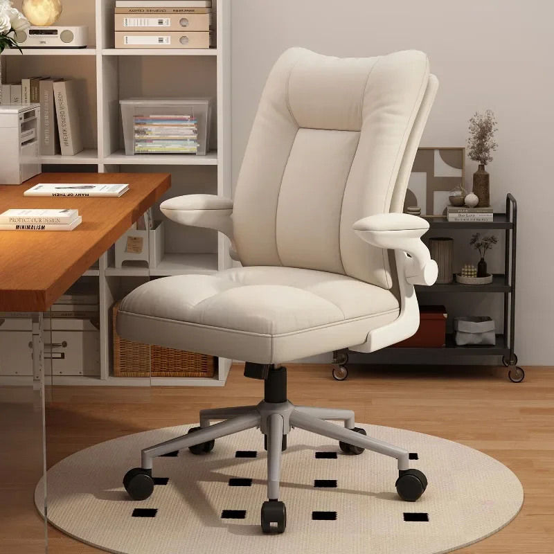Padded High Back Office Chair Adjustable  Armrest Swivel Rolling Base Ergonomic Soft Desk Seat for Study Bedroom Workspace