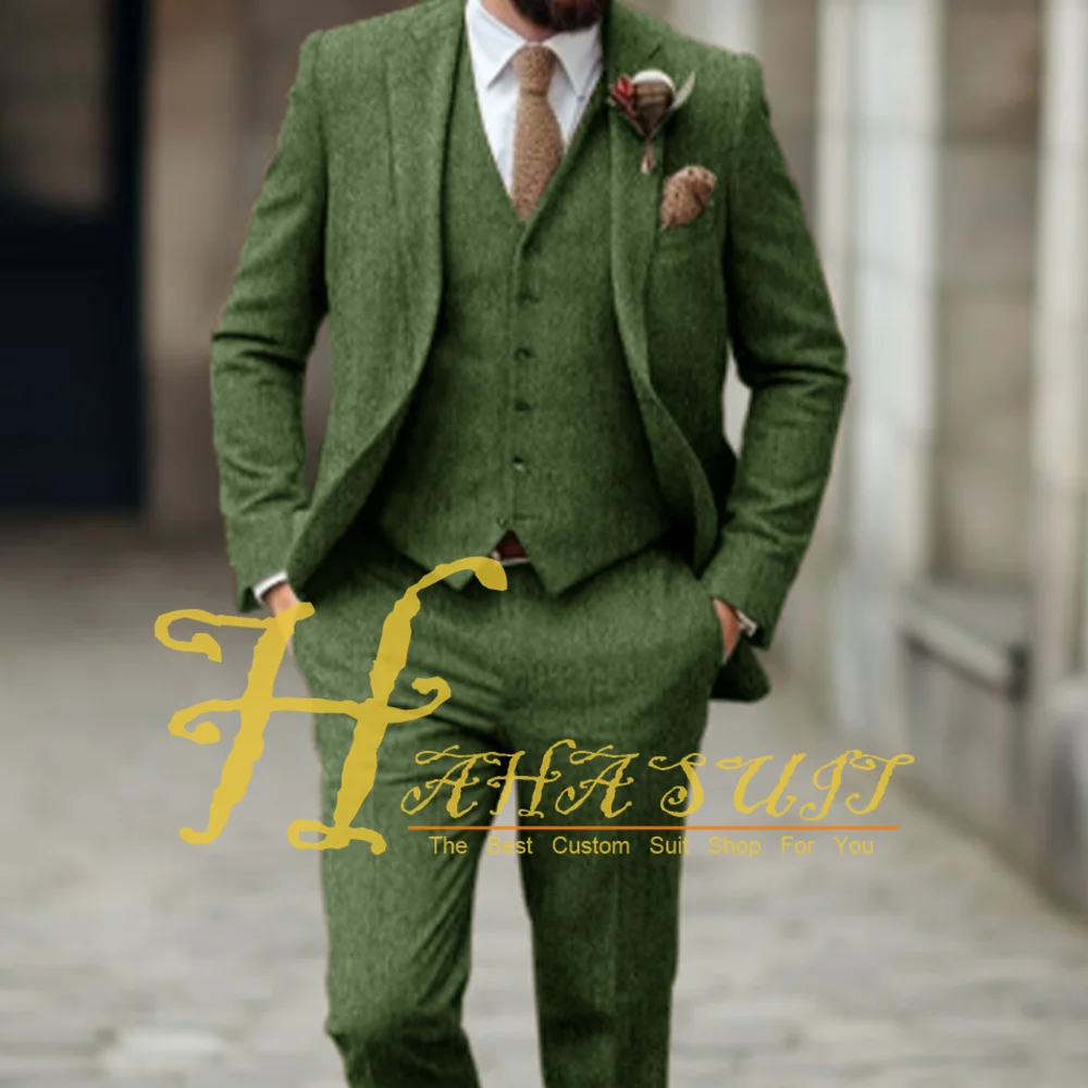 

Men's Suit Double Breasted 2 Piece Slim fit Sage Green Casual Suit Wedding Banquet Tuxedo