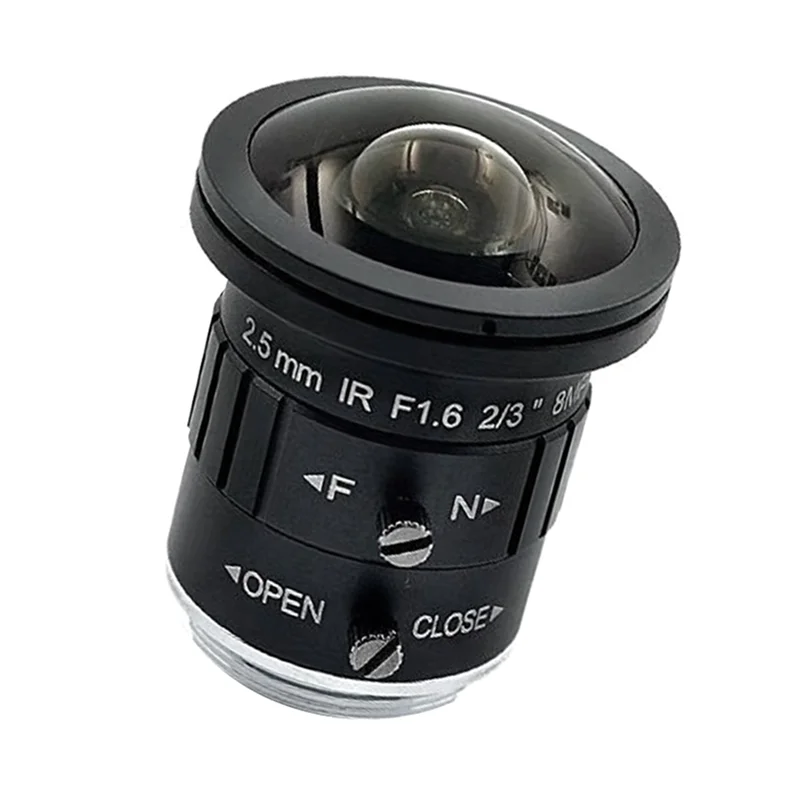 B68C 2.5Mm 4K 8MP 2/3 Inch F1.6 IR Fisheye Wide Angle View C-S Mount Mono-Focal CCTV Lens Auto Iris 8 Megapixel For 4K Camera