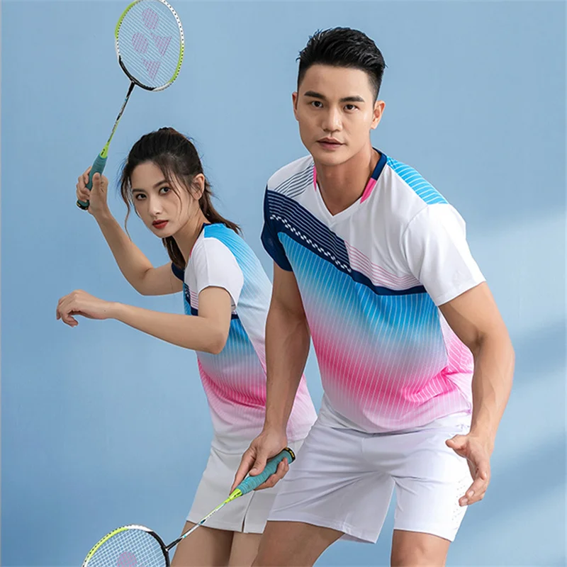 Maillots et shorts de Badminton pour hommes et femmes, jupe de Tennis, tenue d'entraînement à manches courtes, survêtement, vêtements de sport