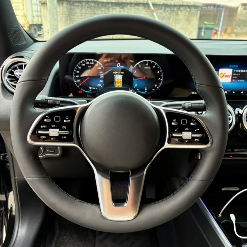 Car Steering Wheel Cover For Mercedes Benz A-Class W177 B-Class W247 C-Class W205 Microfiber Leather Steering Wrap Braid Cover