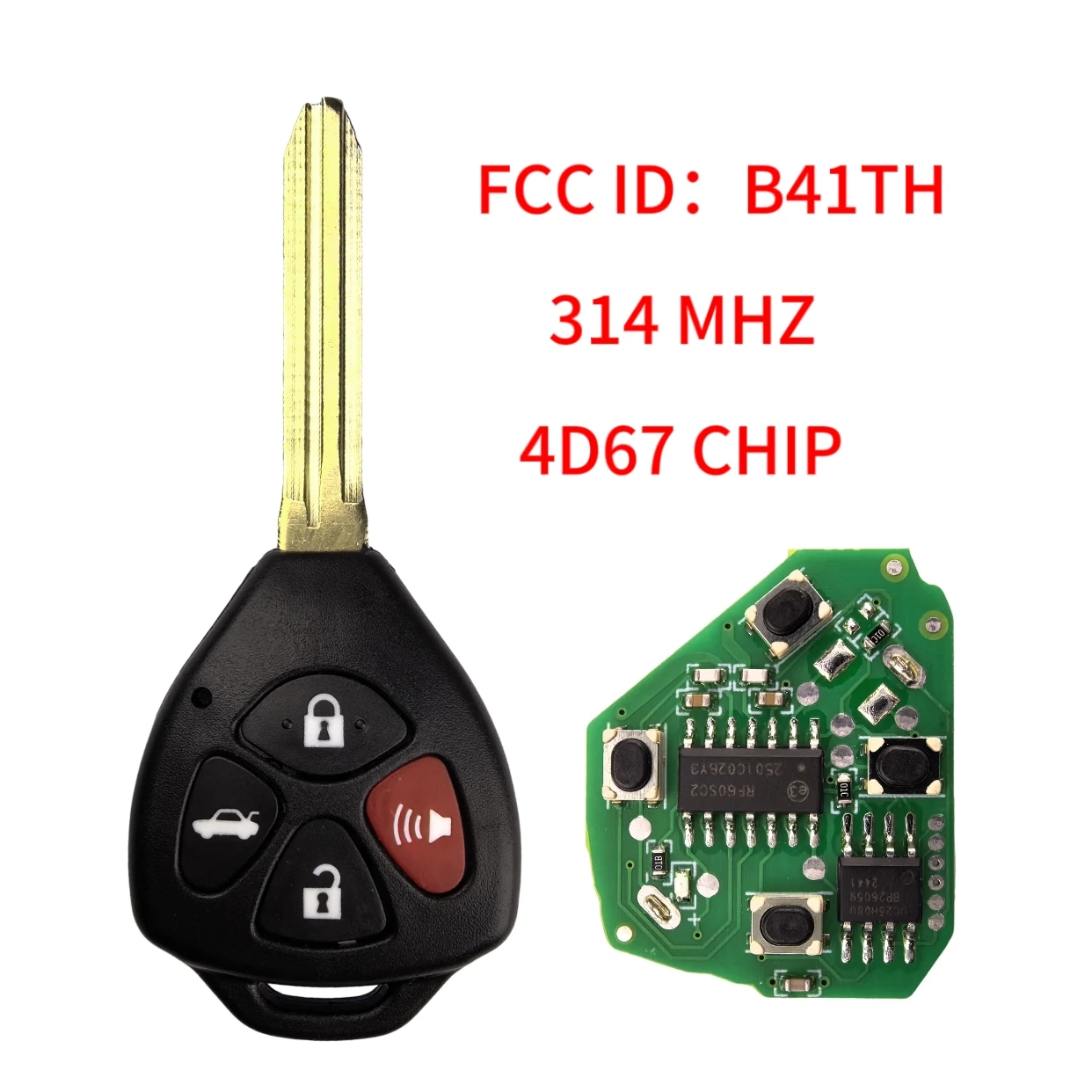 Jingxin 2/3/4-Tasten 314/433Mhz 4D67/G Chip Fernbedienung Autoschlüssel für Toyota Hiace Yaris Hilux Vigo Innova Corolla RAV4 FCC:B41TA B41TH – Detail 16