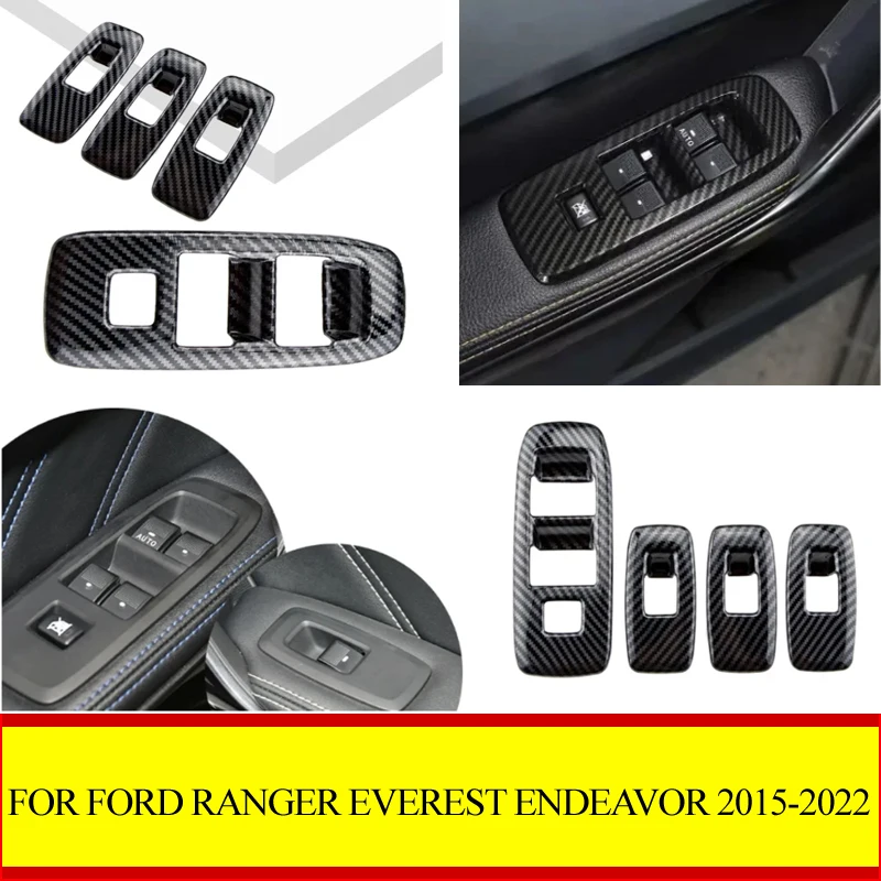 ABS Windows Lifter Button Panel Cover Trim For Ford Ranger Everest Endeavor 2015-2022 LHD Car Stickers Accessories