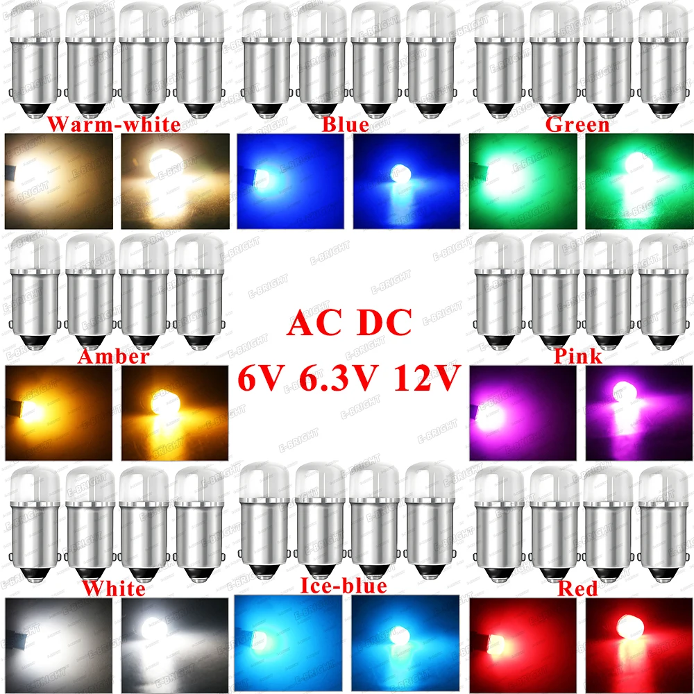 5P AC 6V 12VDC BA9S #44 #47 1W Led Bulb Pinball LED Bulb Car Styling Brake Light Reverse Light Tail Light Clearance Reading Lamp