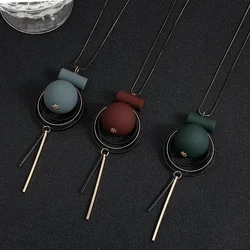 Fashion Korean Round Beaded Sweater Chain Necklace,Adjustable Snake Link,Women Girls Festival Jewelry