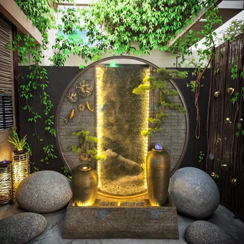 

【From China】Resin Indoor/Outdoor Garden Waterfall Fountain Wall Curtain Water Features Ornament