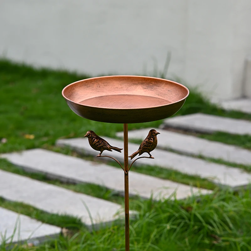 Bird Bath Feeder Bowl 5-Pronged Base Metal Bird Feeder Freestanding Birdbath for Yard Patio Outdoors Garden Iron Pedestal Stake
