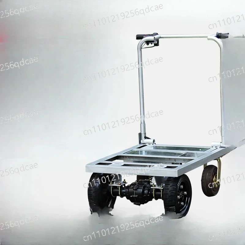 Electric trolley, truck, special foldable flatbed for pulling tiles into the elevator