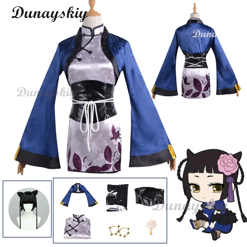 

Ran Mao Cosplay Anime Black Butler Ranmao Cosplay Costume Cheongsam Wig Black Butler Cos Clothes Halloween Costumes for Women