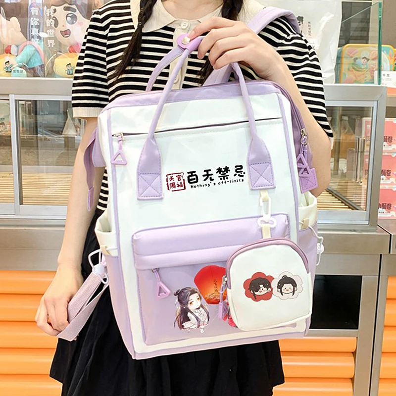 Black Pink Purple,Heaven officials blessing,Tian Guan Ci Fu,Anime Messenger Crossbody Shoulder Bags For School Girls