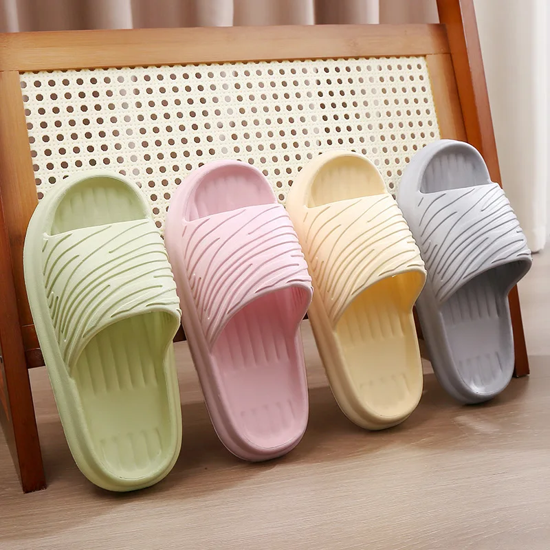 

Summer Slippers Women Men Thick Sole Summer Beach Sandals Bathroom Non-slip Slides Soft Platform Comfort Home Light Shoes