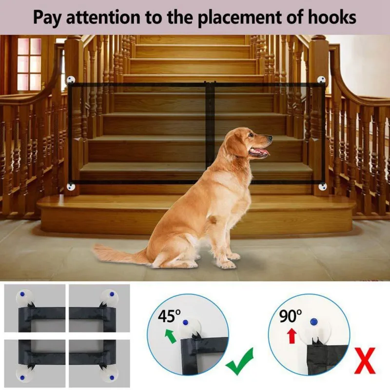 Pet Dog Gate Network Fence Baby Safety Gate Breathable Mesh Enclosure Indoor Retractable Gate Pet Separation Isolated Guard