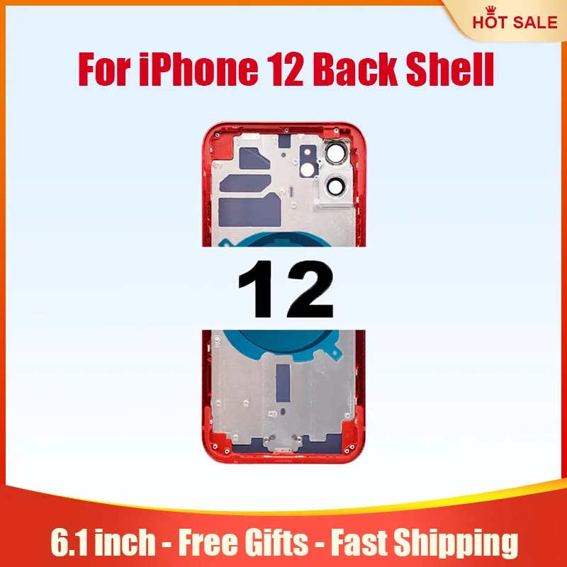 

Задняя крышка корпуса для iPhone 12, корпус с средней рамкой корпуса, лоток для SIM-карты, боковые детали для ключей, клейкая быстрая доставка