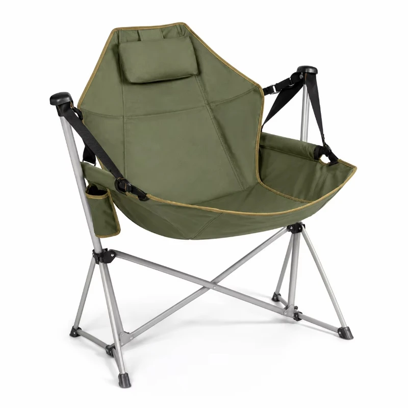 Folding Rocking Chair Camping Hanging Headrest Side Pouch Outdoor Furniture Fishing Chair