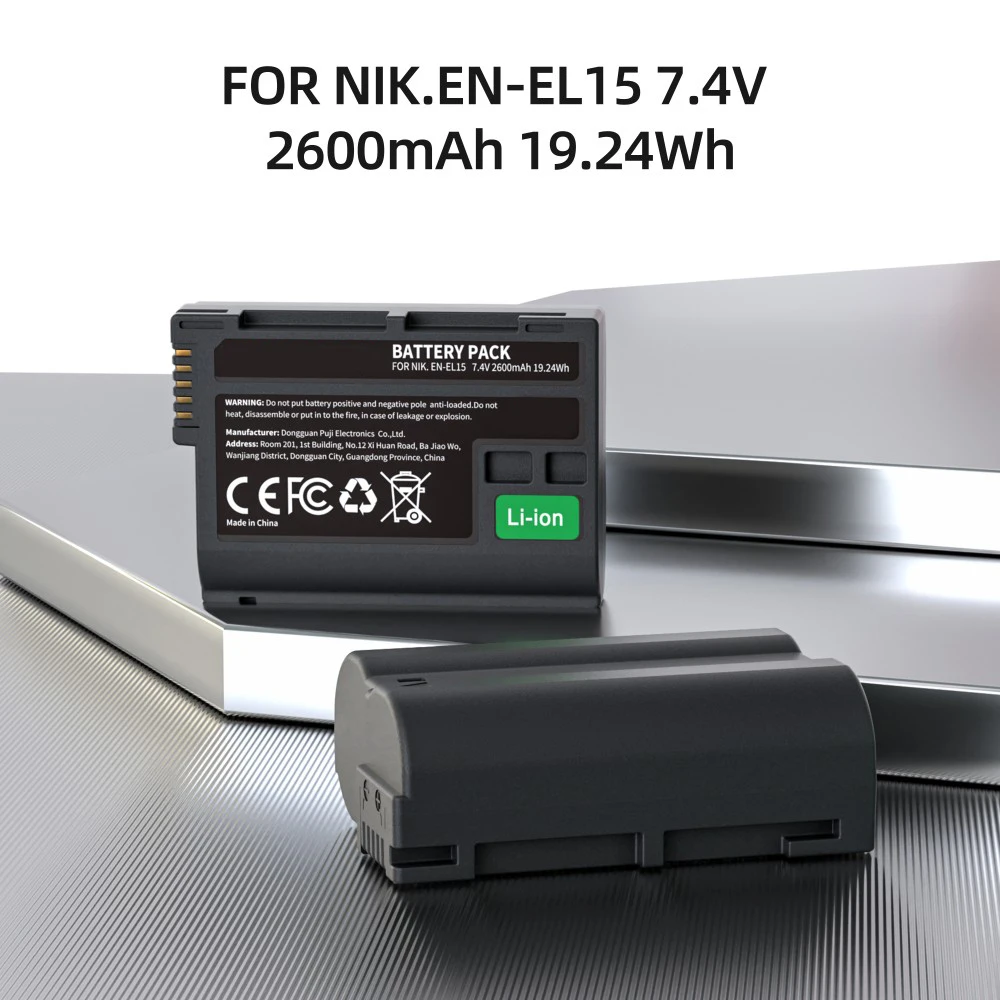 KOSHARE EN-EL15 2600mAh Digital Camera Battery  + Dual USB Charger for Nikon D500 D610 D750 D800 D810 D850 D7000 D7100 D7500