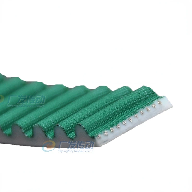 8M/S8m NFT White Polyurethane Open Belt Surface/Tooth Surface with Green Cloth Pu Belt with Steel Wire